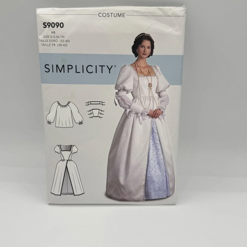 Simplicity S9090 Renaissance Medieval Costume Sewing Pattern Sizes 6-14 Blouse